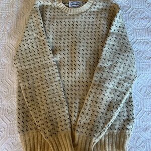 Men's Beige Patterned Crewneck Sweater